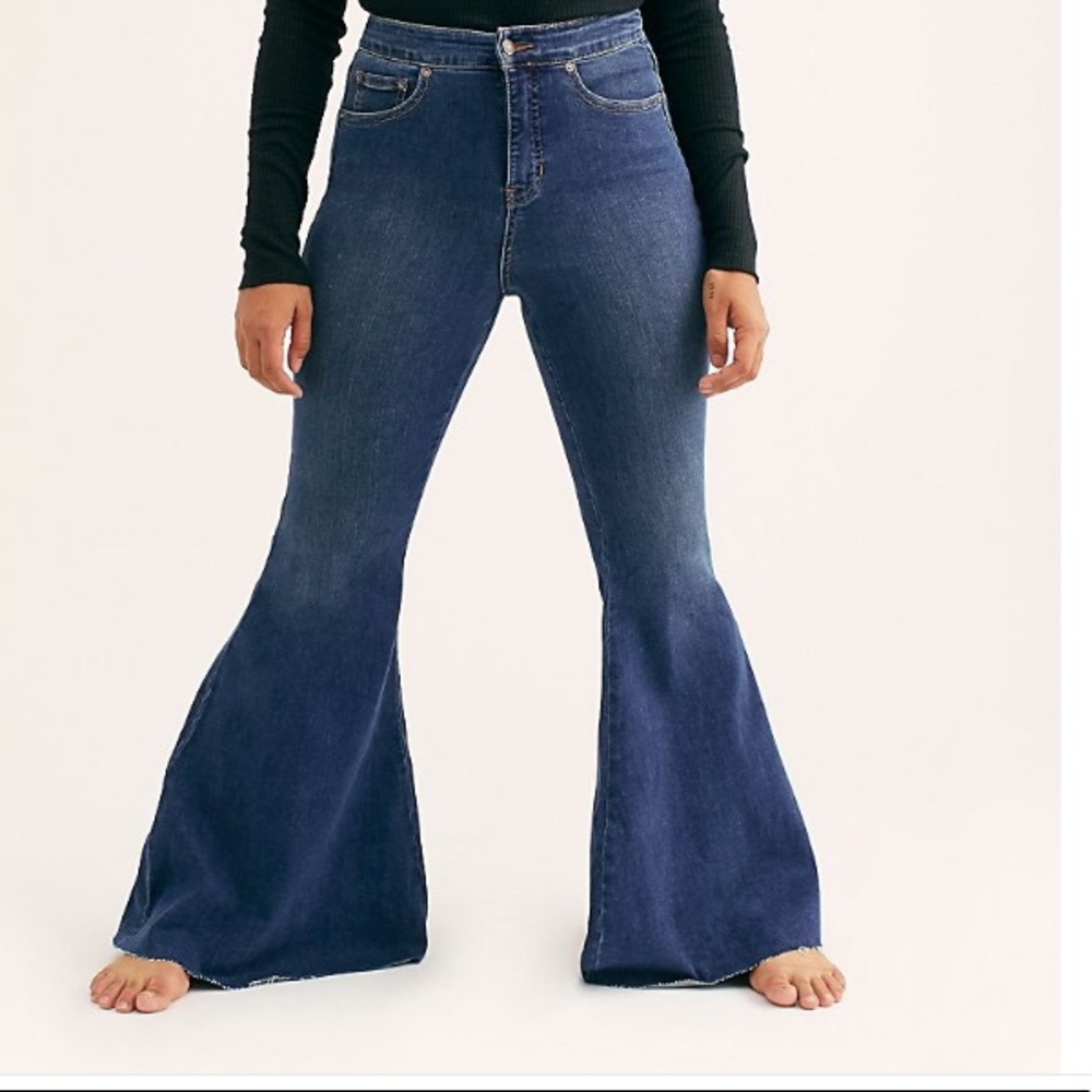 Free People Crvy Super high rise lace up flare